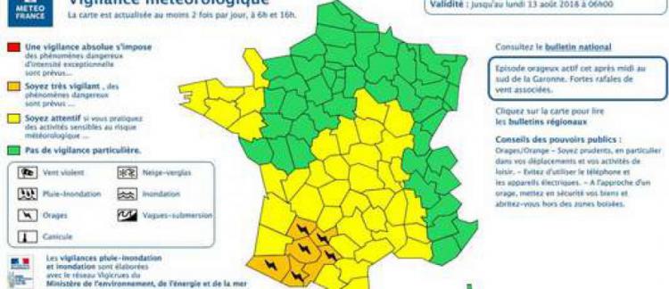 Orages : Météo France étend La Vigilance Orange à 10 Départements Du ...