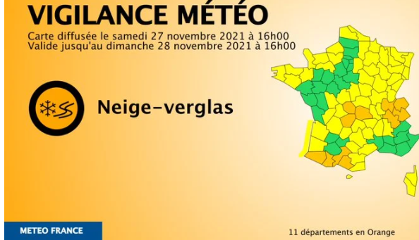 Alerte Météo – 11 Départements En Vigilance Orange Pour Neige Et ...